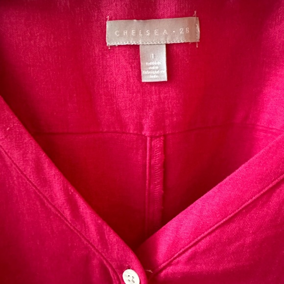 Chelsea28 Oversize Linen Blend Cover-Up Shirt L V-Neck Button Front Pink NWT - Picture 4 of 8